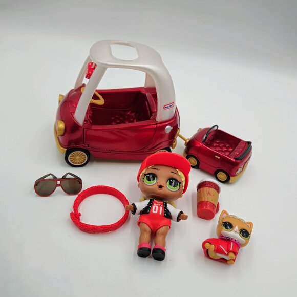 LOL Surprise Little Tikes Car Doll Cat Accessories Cozy Coupe Mc Swag Red Read - Picture 3 of 12
